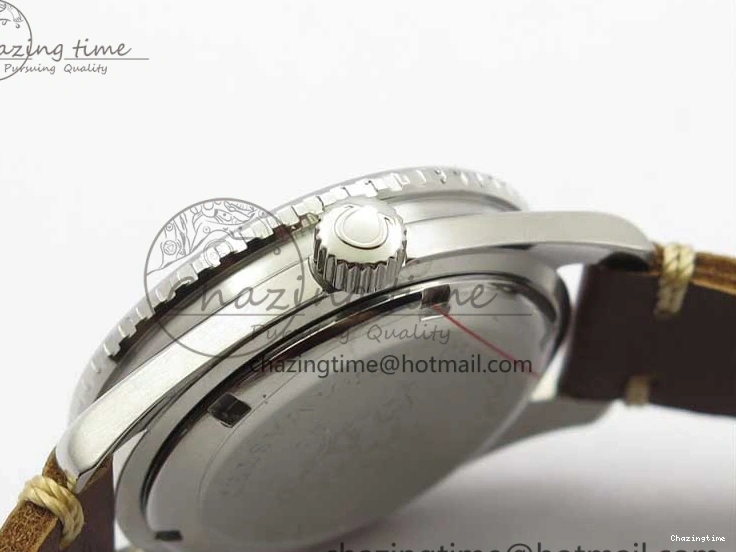 0115 Vintage Seamaster 300 Date T SS B12 Black Dial On Brown Leather Strap A2836 (Free Nylon Strap) WeatherProof 7911